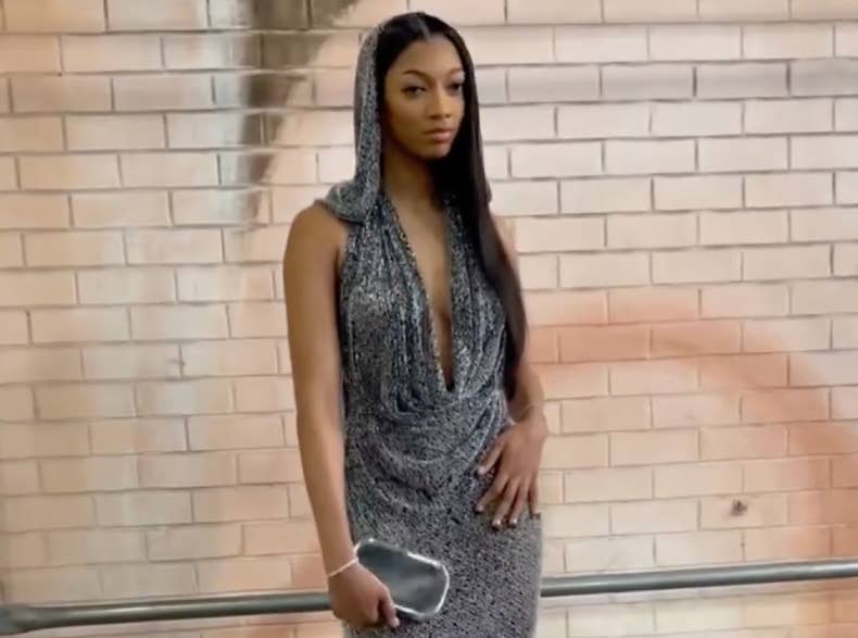 angel reese silver dress Watch Angel Reese Get Ready for the 2024 WNBA Draft: Pictures