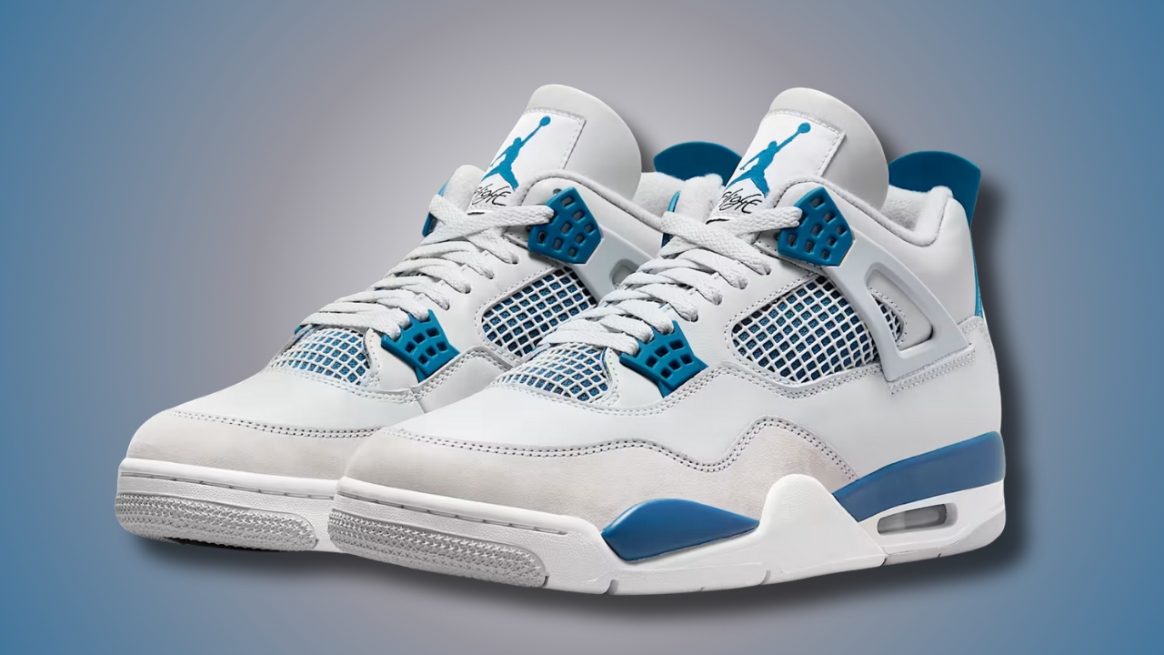 Air Jordan 4 'Military Blue' — Off-White, Industrial Blue, Cold