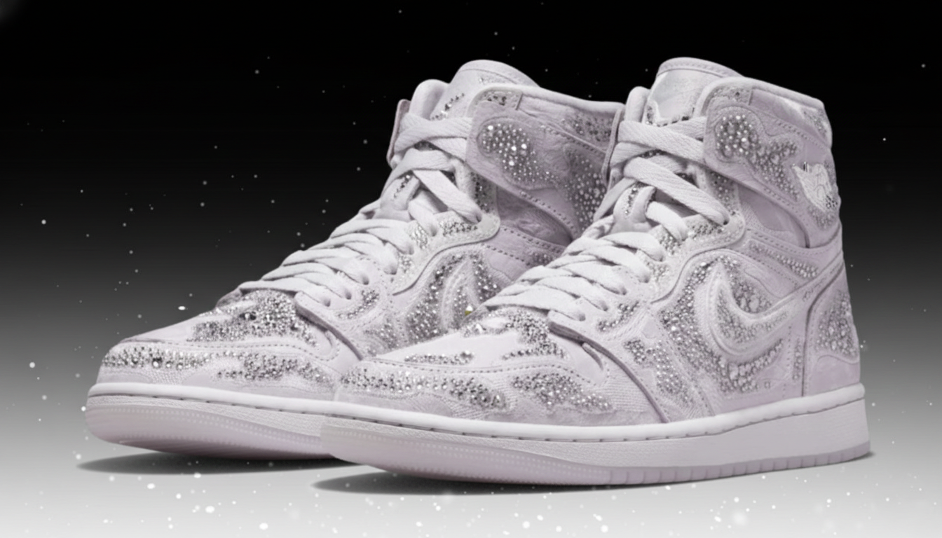 Image showcasing Swarovski x Jordan 1 'Vast Grey' Release Details - Athlon Sports