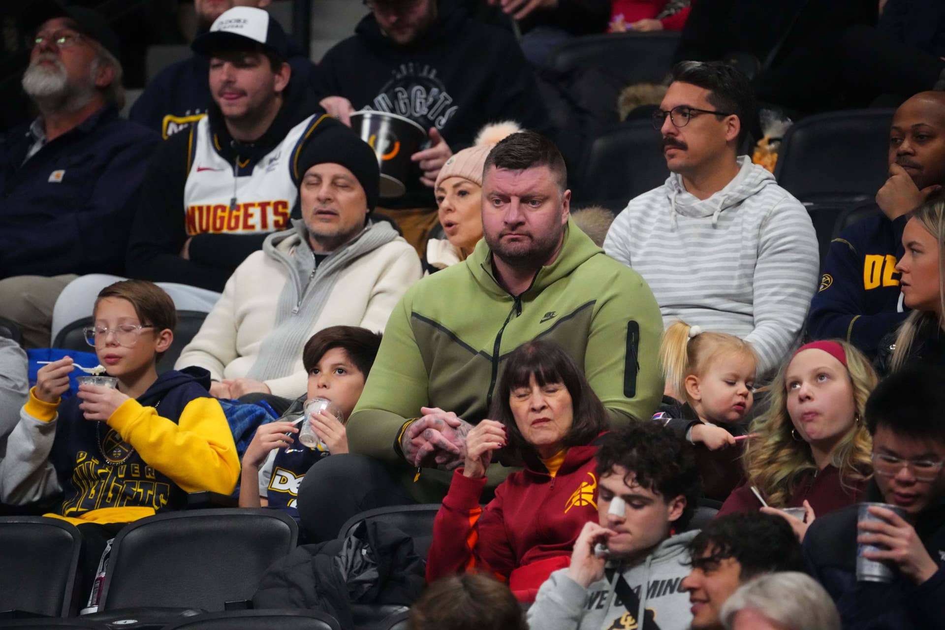 Strahinja Jokic (center), brother of Denver Nuggets center Nikola Jokic