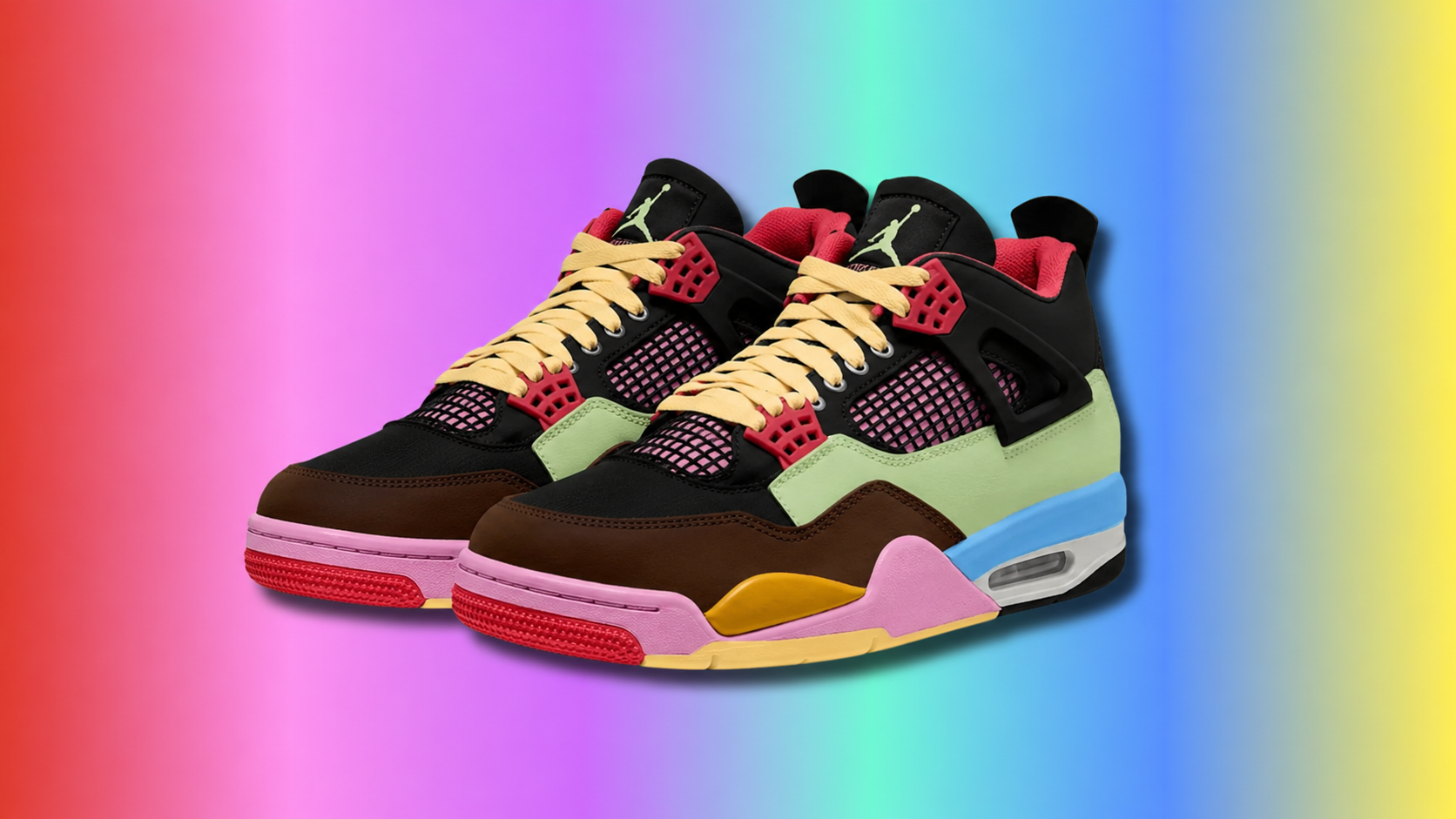 Jordan Multicolor Neon Green Red Athletic Shoes WMNS) Air Jordan 1 Mid SE  main image 4