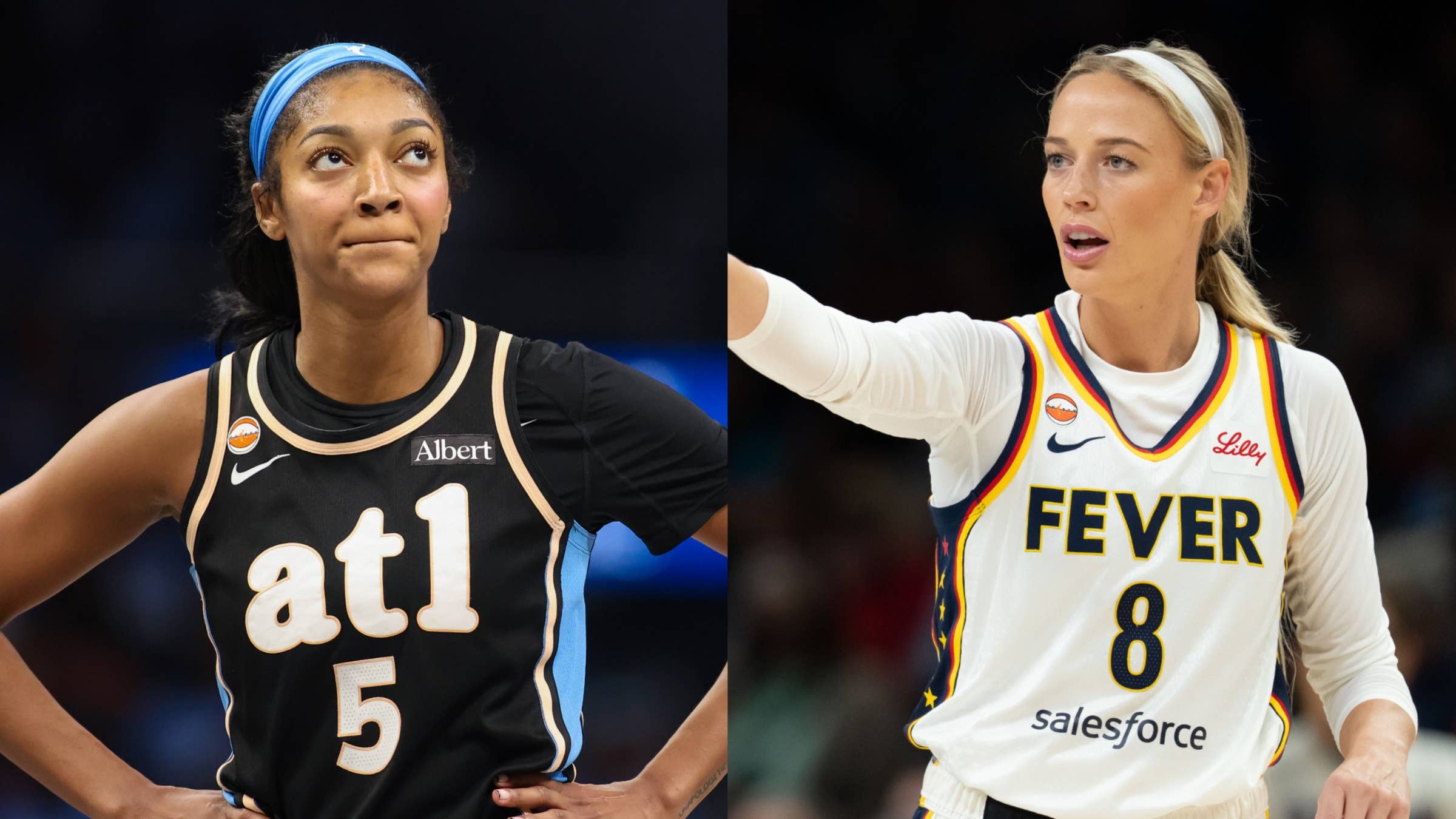Atlanta dream forward angel reese and indiana fever guard sophie cunningham