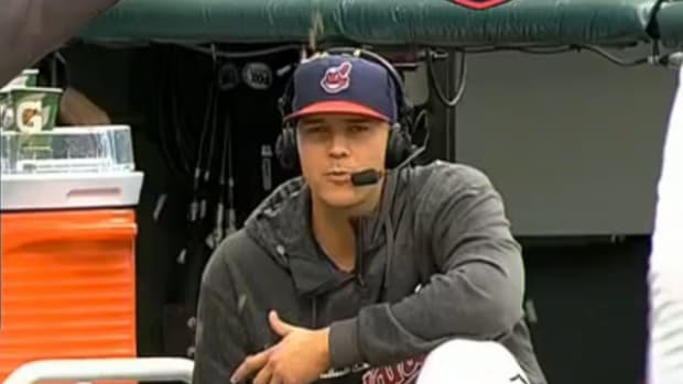 Justin Masterson Gets Doused and Pelted with Seeds During Interview 