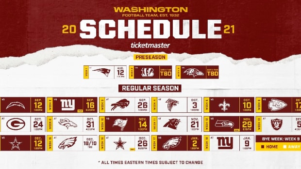 Washington Football Team Schedule 2021