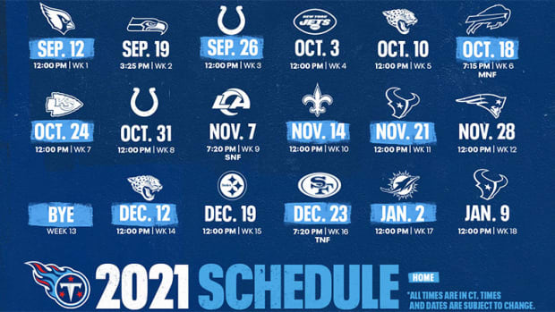 Tennessee Titans Schedule 2021