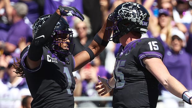 Quentin Johnston and Max Duggan, TCU Horned Frogs Football