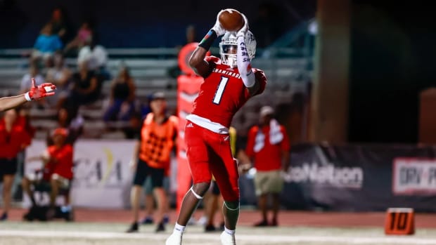 Star wide receiver Joshisa Trader and Chaminade-Madonna will take on Clearwater Central Catholic in the Florida FHSAA 1M state championship game on December 8, 2022.