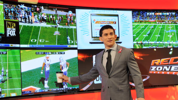 Red Zone host Andrew Siciliano on the set of DIRECTV's NFL Sunday Ticket's RED ZONE Channel.