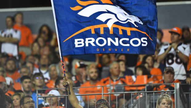 Denver Broncos flag.
