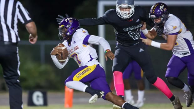 Port St. Joe used a strong rushing attack led by DJ Oliver to earn a 20-10 victory over South Walton on October 21, 2022 in Santa Rosa Beach, Florida.