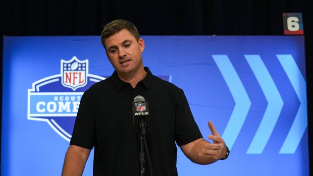 Cincinnati Bengals Head Coach Zac Taylor speaks at the 2024 NFL Combine in Indianapolis on Tuesday February 27, 2024.  