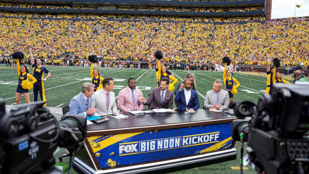 Fox Big Noon broadcast on the field before kickoff between Michigan and Texas at Michigan Stadium in Ann Arbor on Saturday, September 7, 2024.