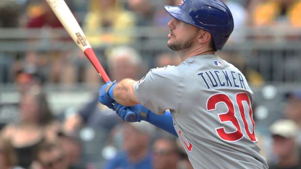 Chicago Cubs right fielder Kyle Tucker (30) hits a solo home run against the Pittsburgh Pirates during the fifth inning at PNC Park.