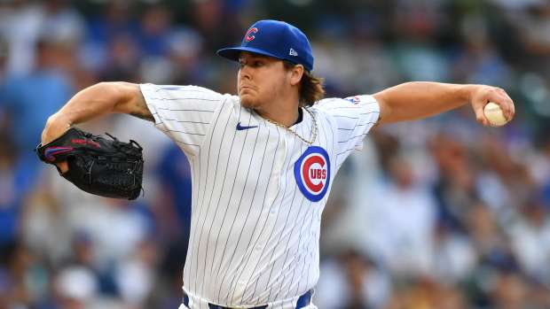Chicago Cubs starting pitcher Justin Steele (35) pitches during the first inning against the Toronto Blue Jays at Wrigley Field.