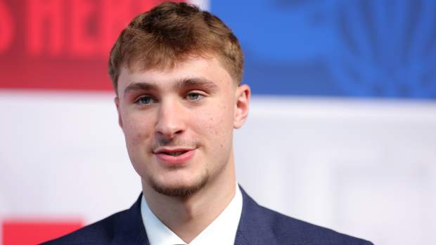 Cooper Flagg arrives before the first round of the 2025 NBA Draft at Barclays Center.