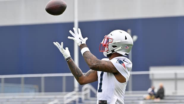 New England Patriots wide receiver Ja’Lynn Polk at OTAs
