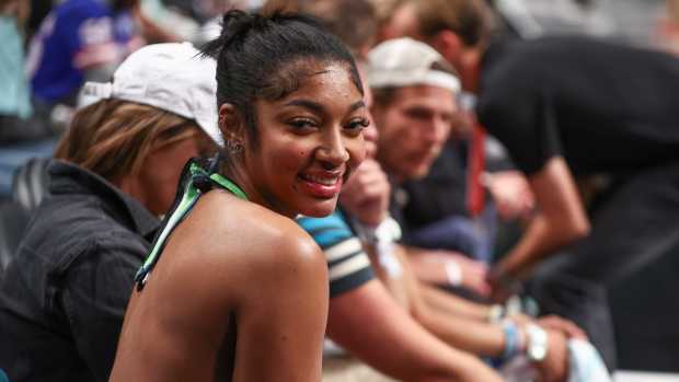 Chicago Sky forward Angel Reese attends game five of the 2024 WNBA Finals.