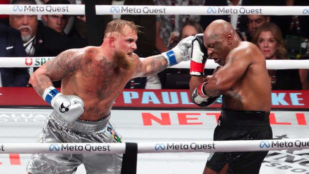 Jake Paul fights Mike Tyson at AT&T Stadium.