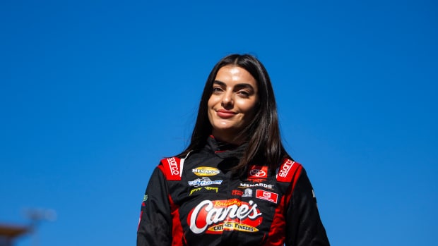 Nov 3, 2023; Avondale, Arizona, USA; NASCAR ARCA West series driver Toni Breidinger (25) during the Desert Diamond Casino West Valley 100 at Phoenix Raceway. Mandatory Credit: Mark J. Rebilas-Imagn Images  