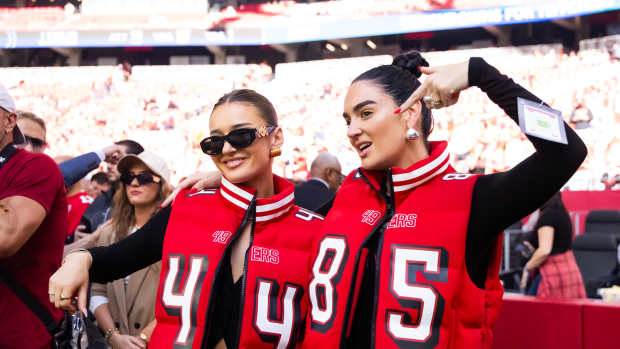 Kristin Juszczyk (left) and Claire Kittle (right) at State Farm Stadium.