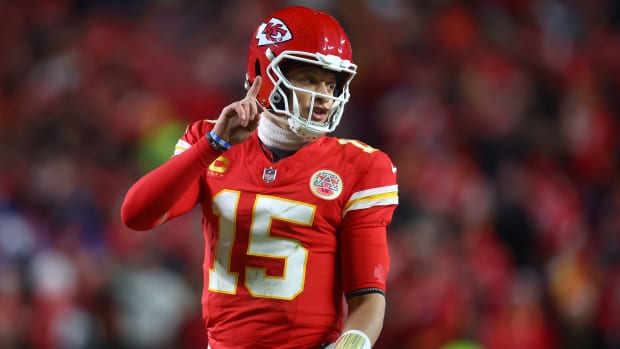 Kansas City Chiefs quarterback Patrick Mahomes at Arrowhead Stadium on Jan. 26, 2025.