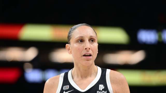 Oct 13, 2021; Phoenix, Arizona, USA; Phoenix Mercury guard Diana Taurasi (3) looks on against the Chicago Sky during the second half of game two of the 2021 WNBA Finals at Footprint Center.