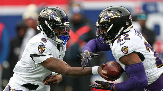 Baltimore Ravens quarterback Lamar Jackson, running back Derrick Henry