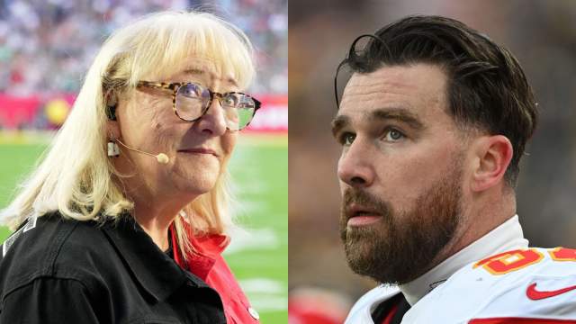 Donna Kelce (left), mother to Kansas City Chiefs tight end Travis Kelce (right).