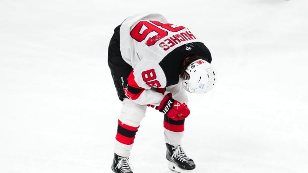 New Jersey Devils center Jack Hughes (86).