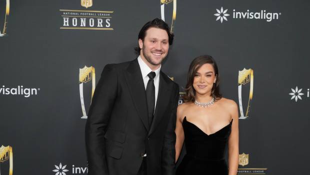 Buffalo Bills quarterback Josh Allen and actress-singer Hailee Steinfeld at the NFL Honors.