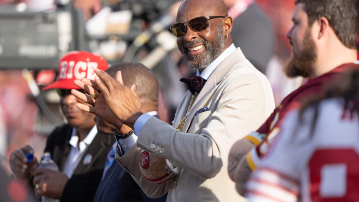 49ers legend Jerry Rice looks ready to take the field again as he dons throwback  jersey 