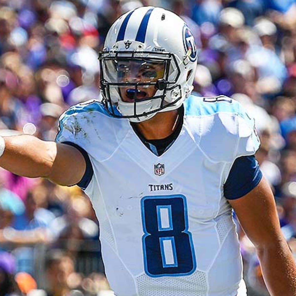 November 18, 2018: Tennessee Titans quarterback Marcus Mariota (8) during  NFL football game action between the Tennessee Titans and the Indianapolis  Colts at Lucas Oil Stadium in Indianapolis, Indiana. Indianapolis defeated  Tennessee