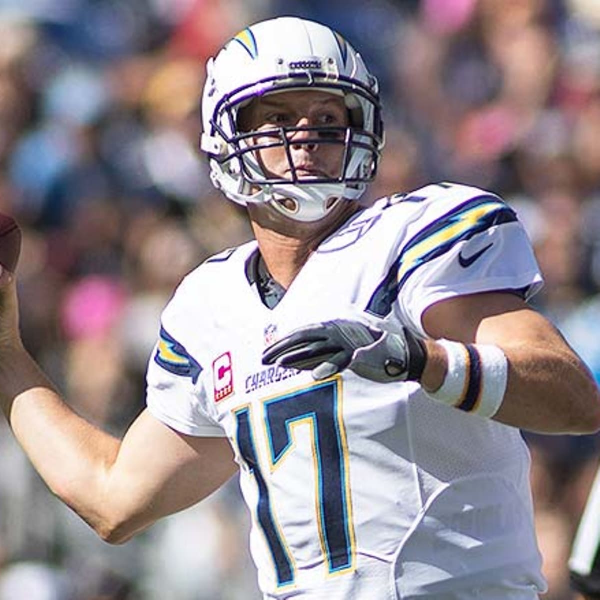 Philip Rivers From The Los Angeles Chargers In The Color Rush Uniforms