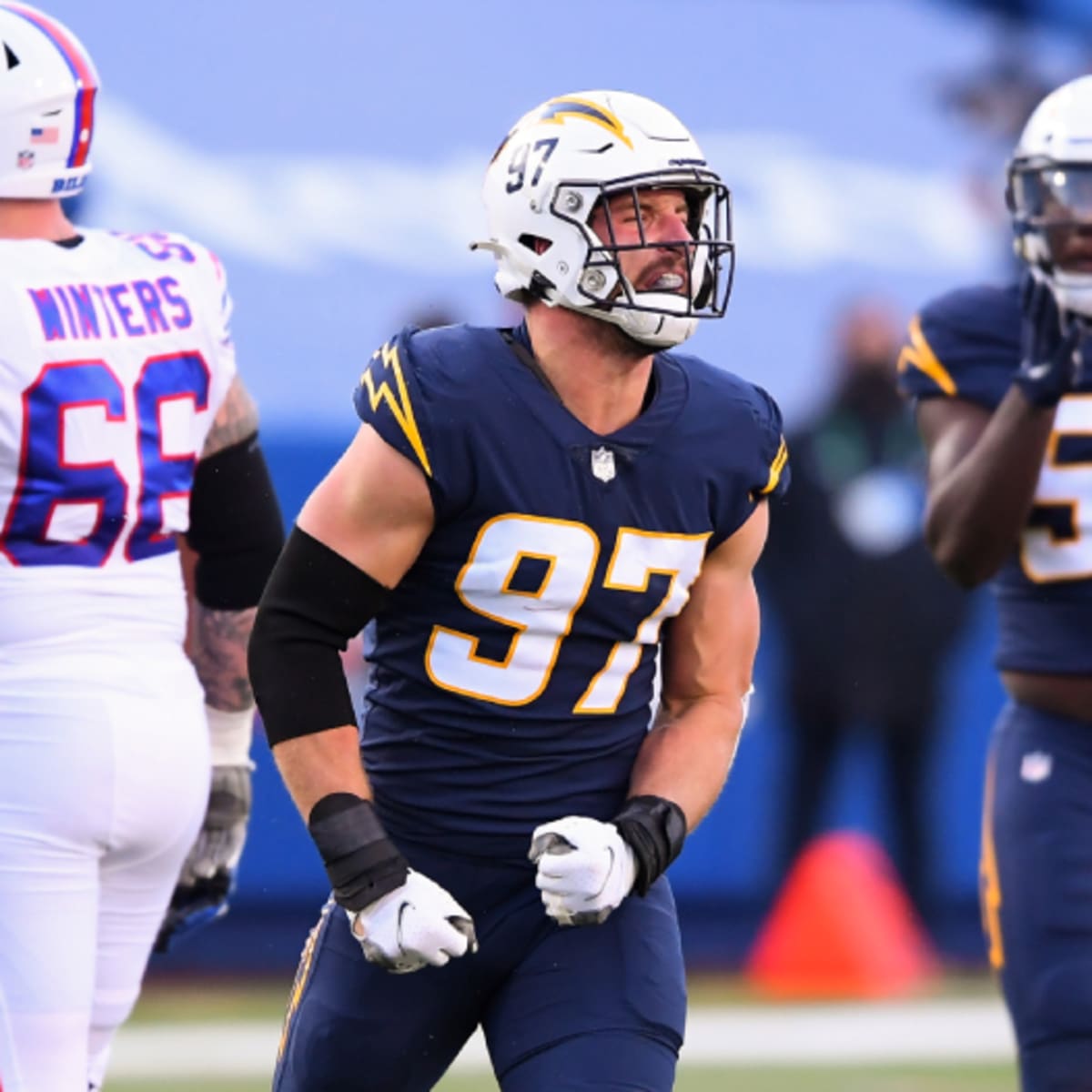 NFC championship: Joey Bosa wearing 49ers gear on sideline