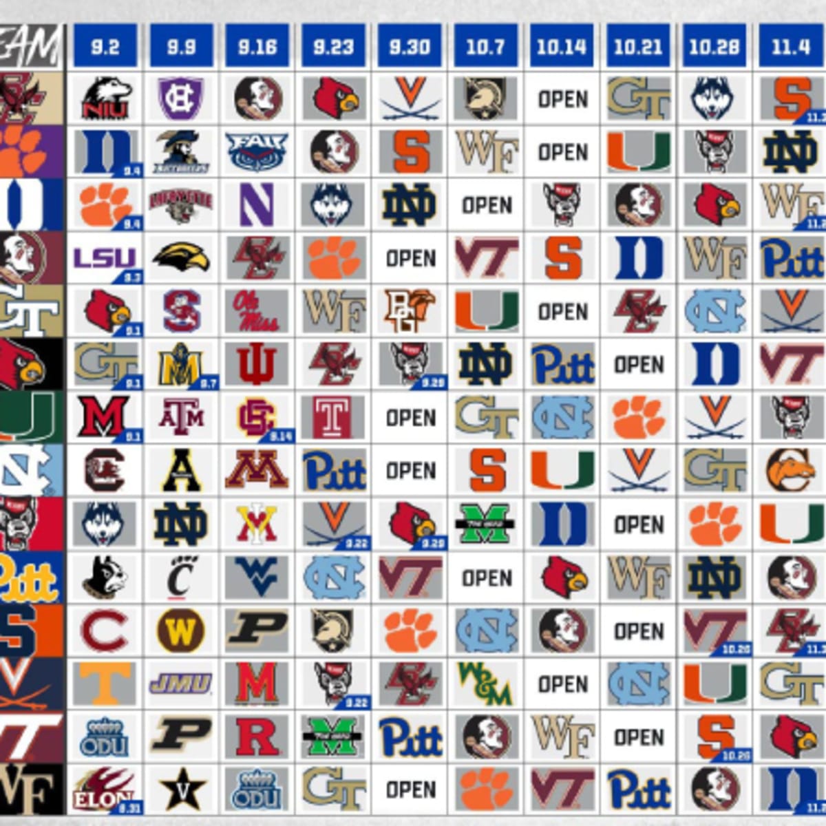 2023 ACC Football Schedule Set to be Revealed Exclusively on ACC Network,  January 30 - Atlantic Coast Conference