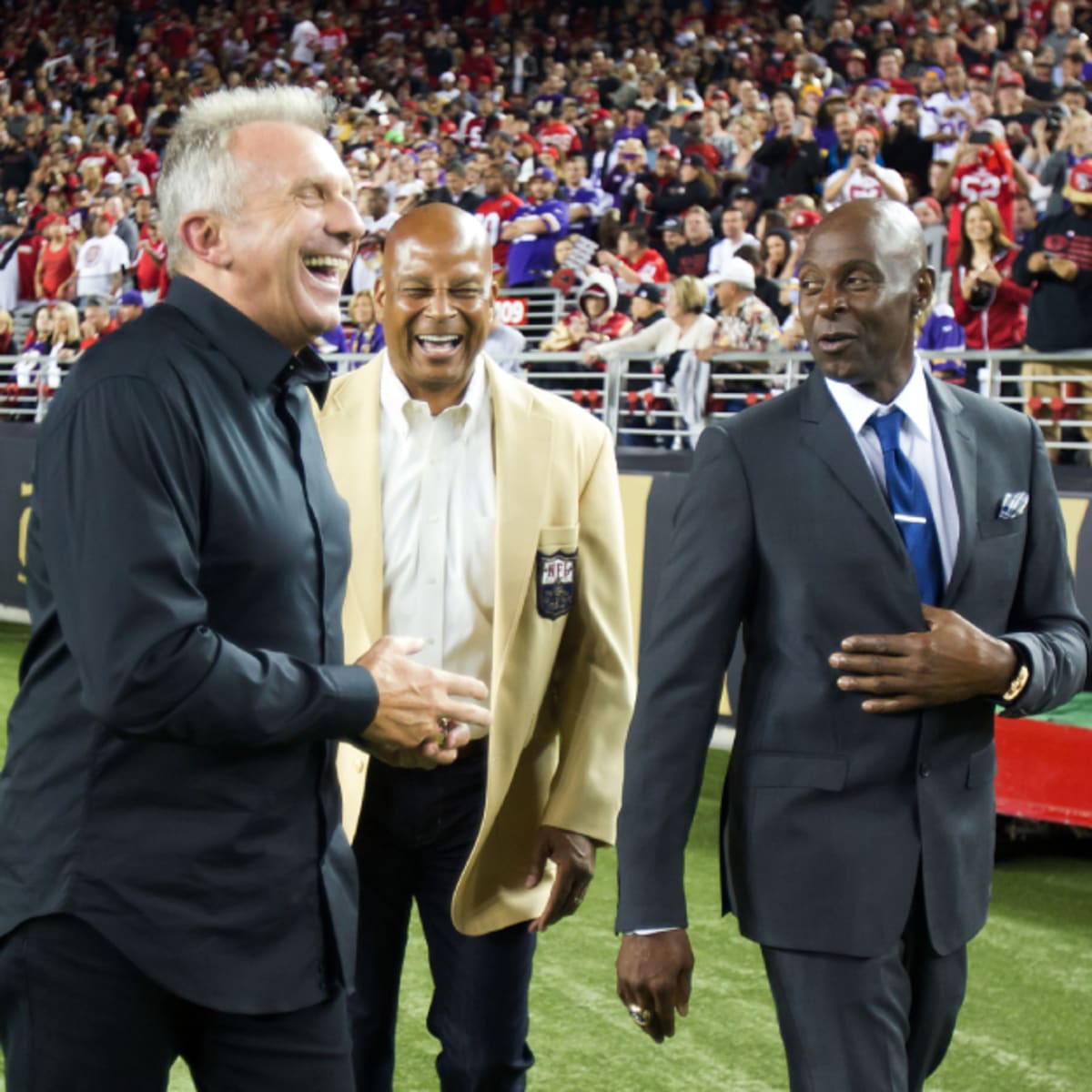 Joe Montana and Brock Purdy San Francisco 49ers city skyline