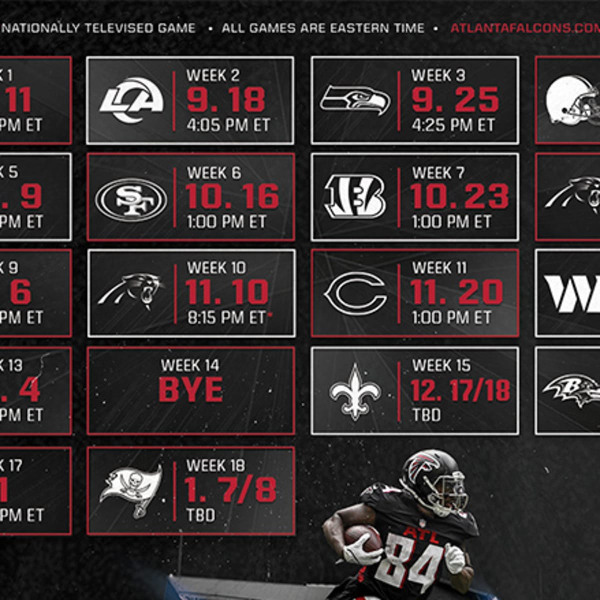 give me the atlanta falcons schedule