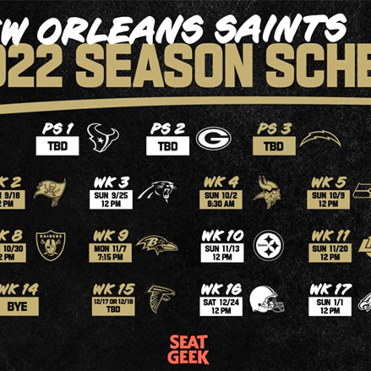 New Orleans Saints Schedule 2022 