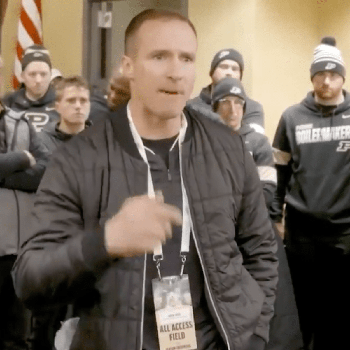 Drew Brees Gives Passionate Pregame Speech to Purdue