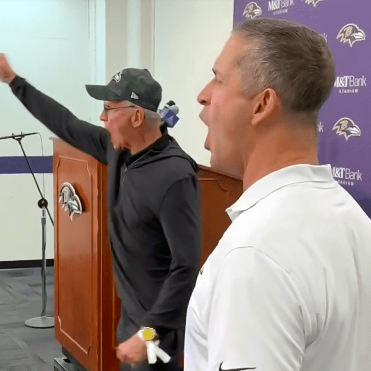 John Harbaugh's Dad Goes Viral for Fiery Postgame Speech After Bills-Ravens - Athlon Sports