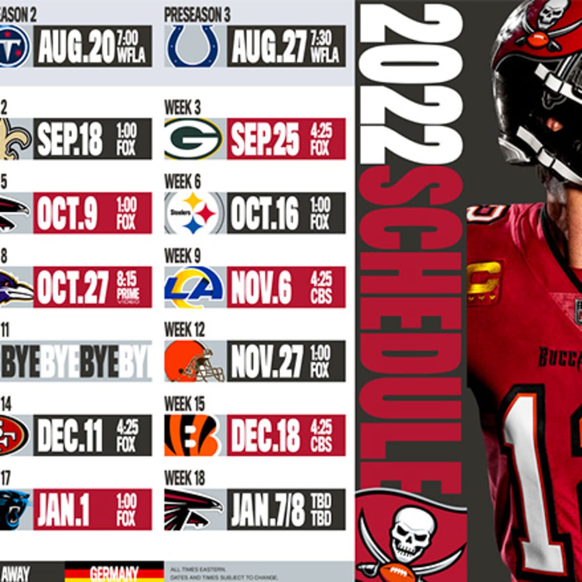 Tampa Bay Buccaneers Schedule 2022 Athlon Sports