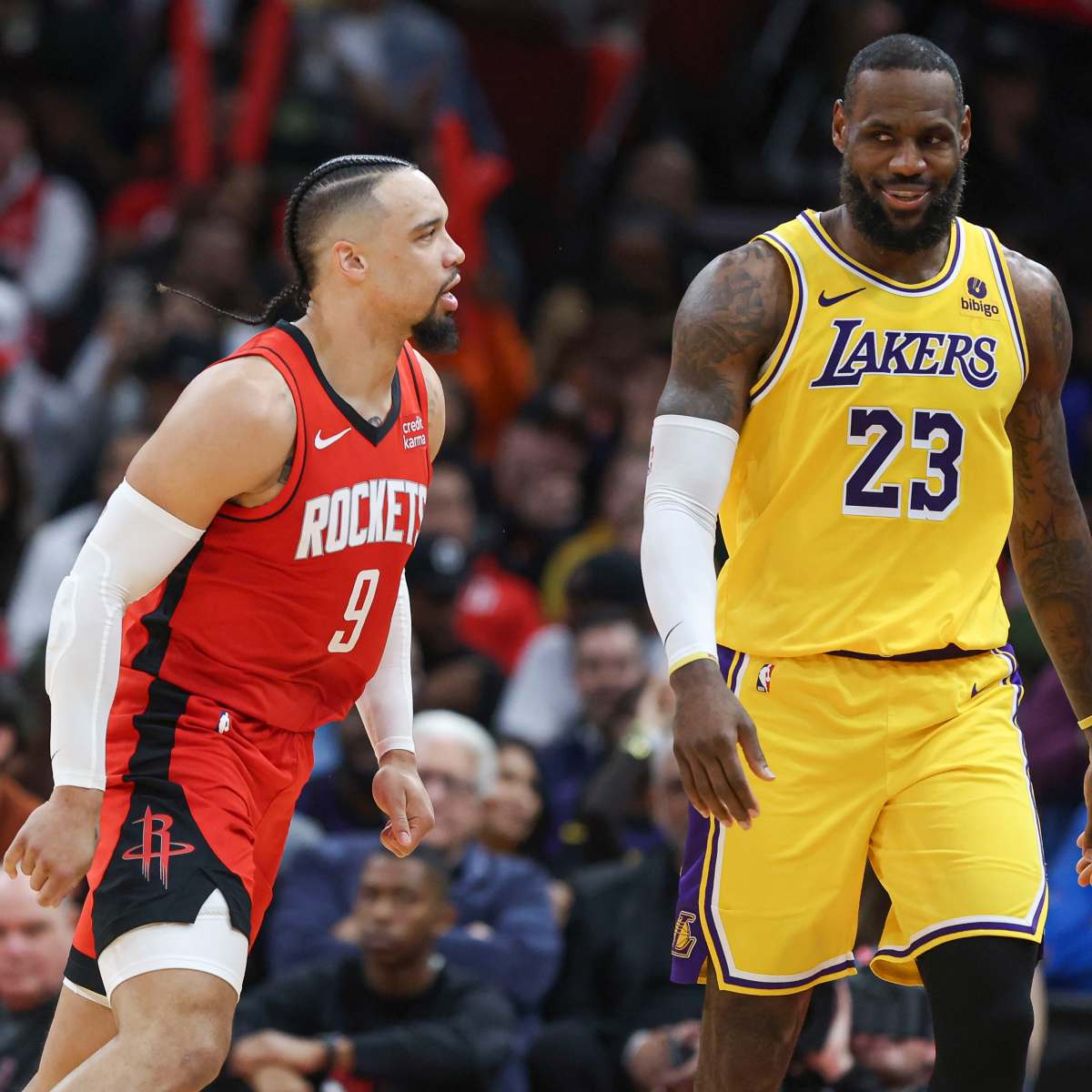 Los Angeles Lakers LeBron James Gets Physical with Houston Rockets Dillon Brooks in USA Win vs. Canada Athlon Sports