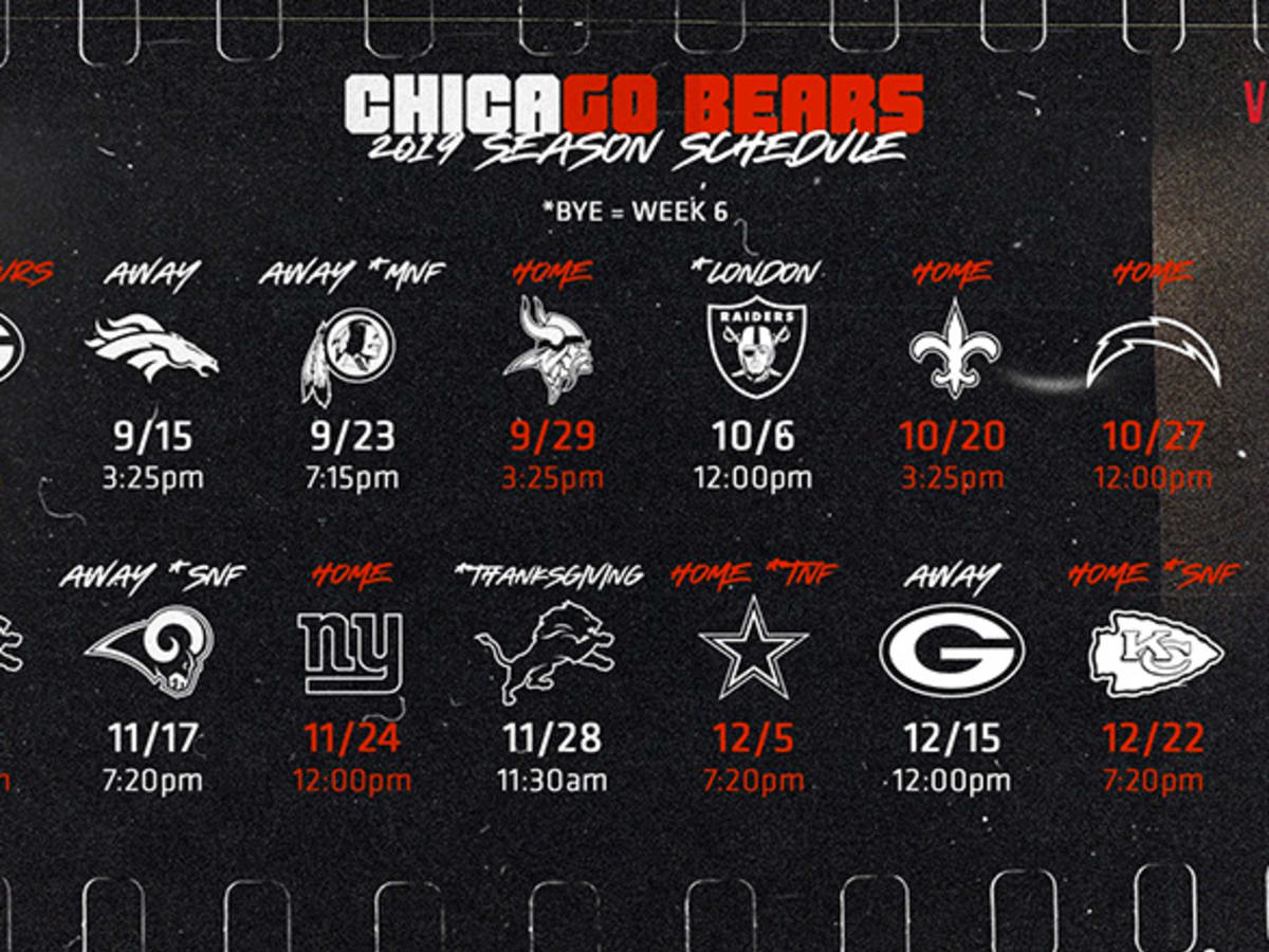 Bears' 2019 schedule includes 5 prime-time games, a London trip