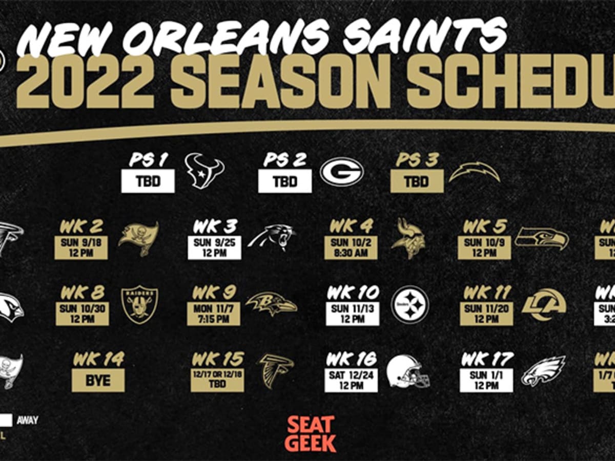 2021 New Orleans Saints Schedule Card New