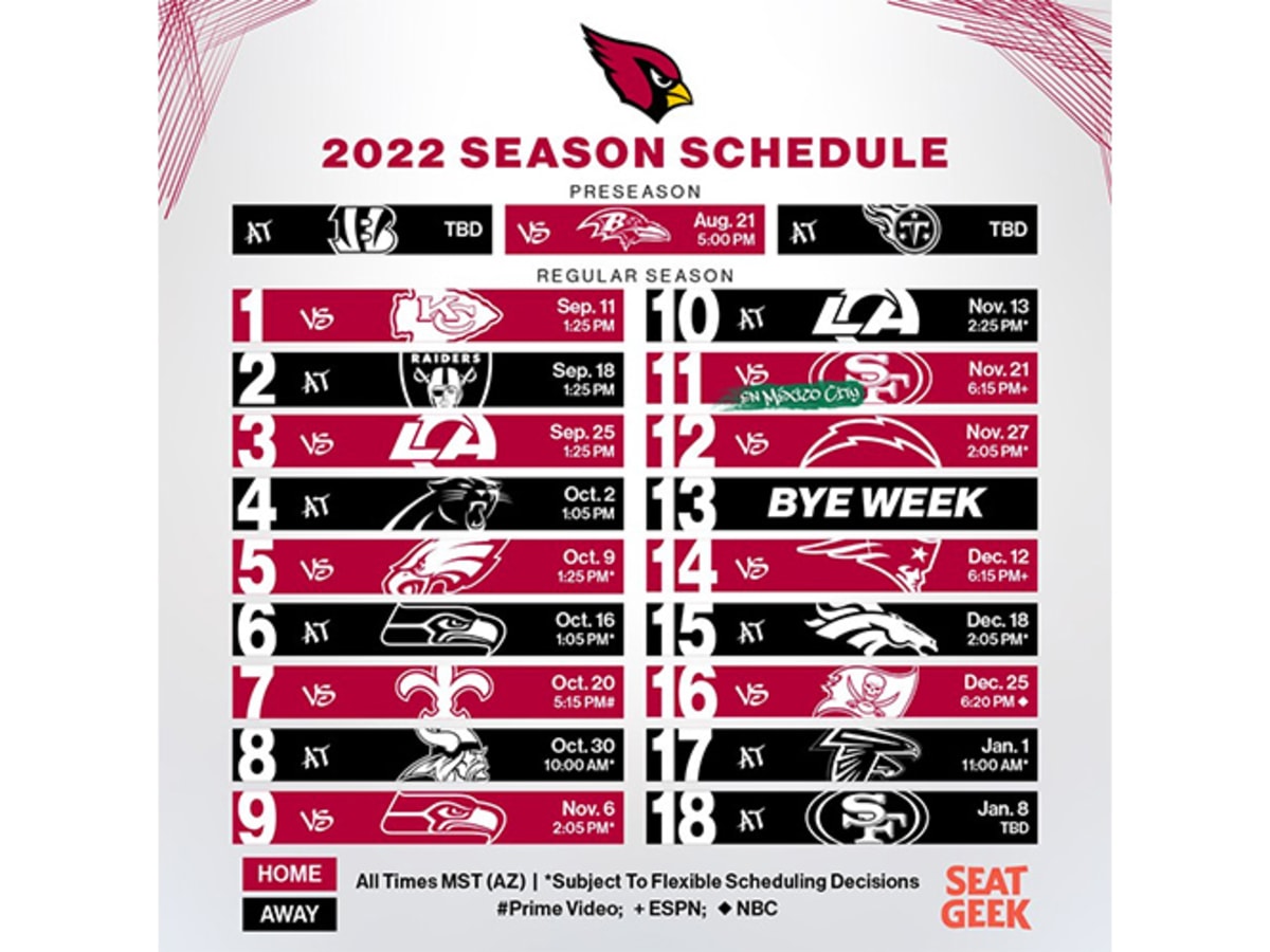 arizona cardinals team schedule