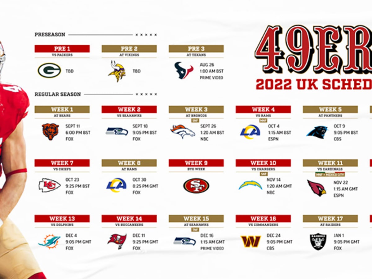 when are the 49ers playing 2022
