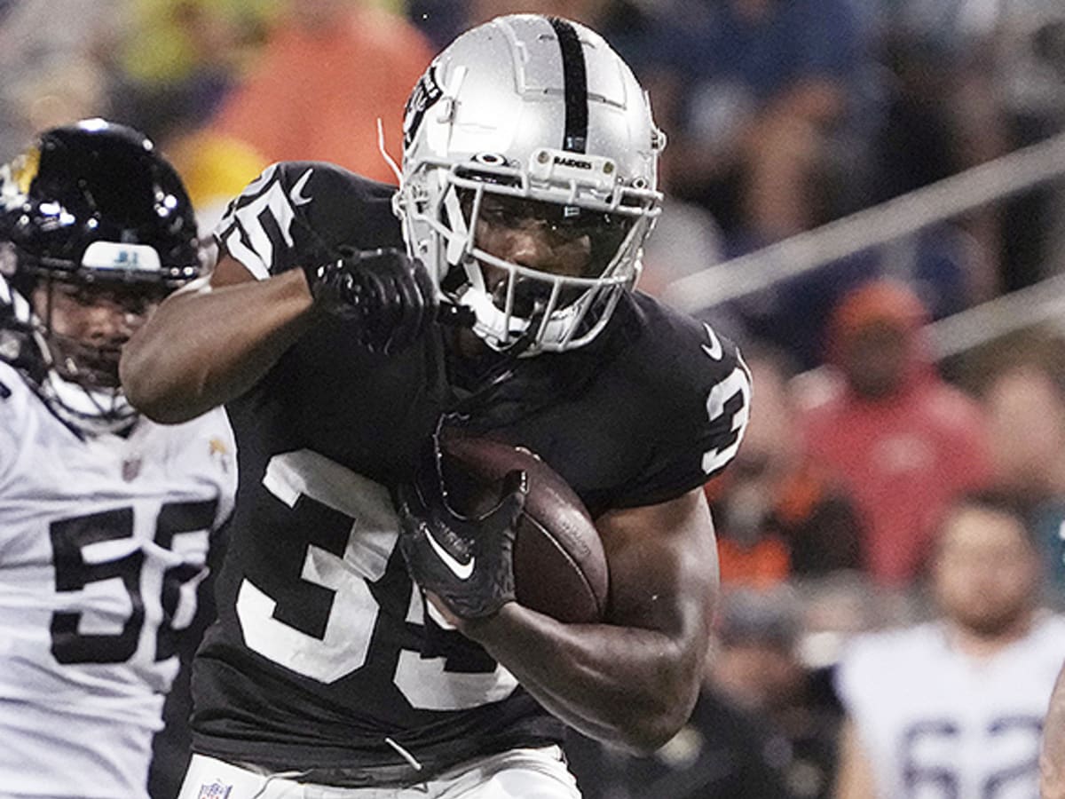 Las Vegas Raiders running back Zamir White (35) leaves the field