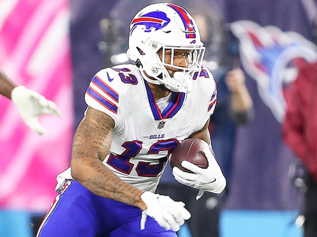 CHICAGO, IL - AUGUST 21: Buffalo Bills wide receiver Gabriel Davis (13)  looks on during a preseason game between the Chicago Bears and the Buffalo  Bills on August 21, 2021 at Soldier