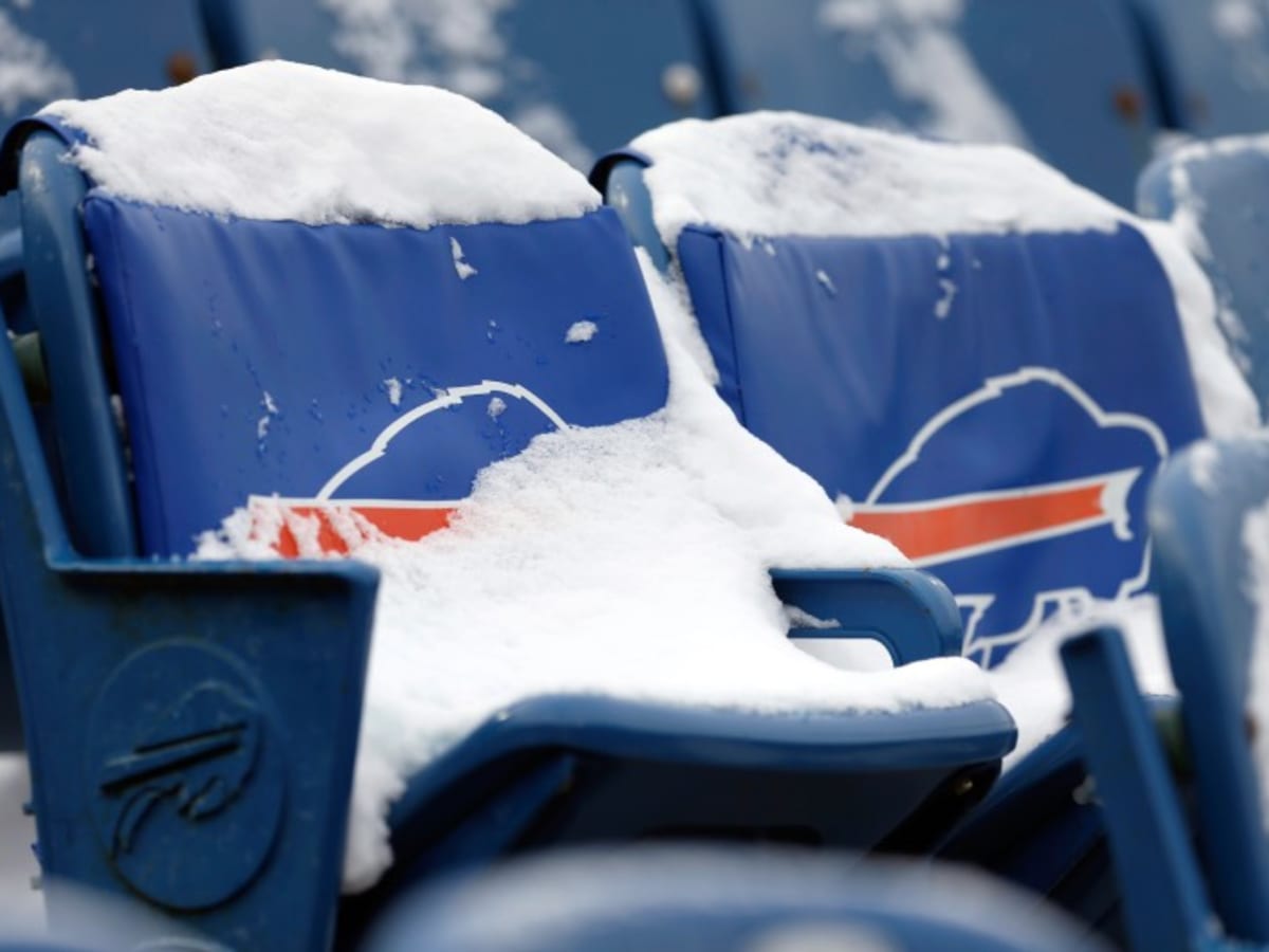 Snow tube through Hall of Fame Stadium goal post at new Winter