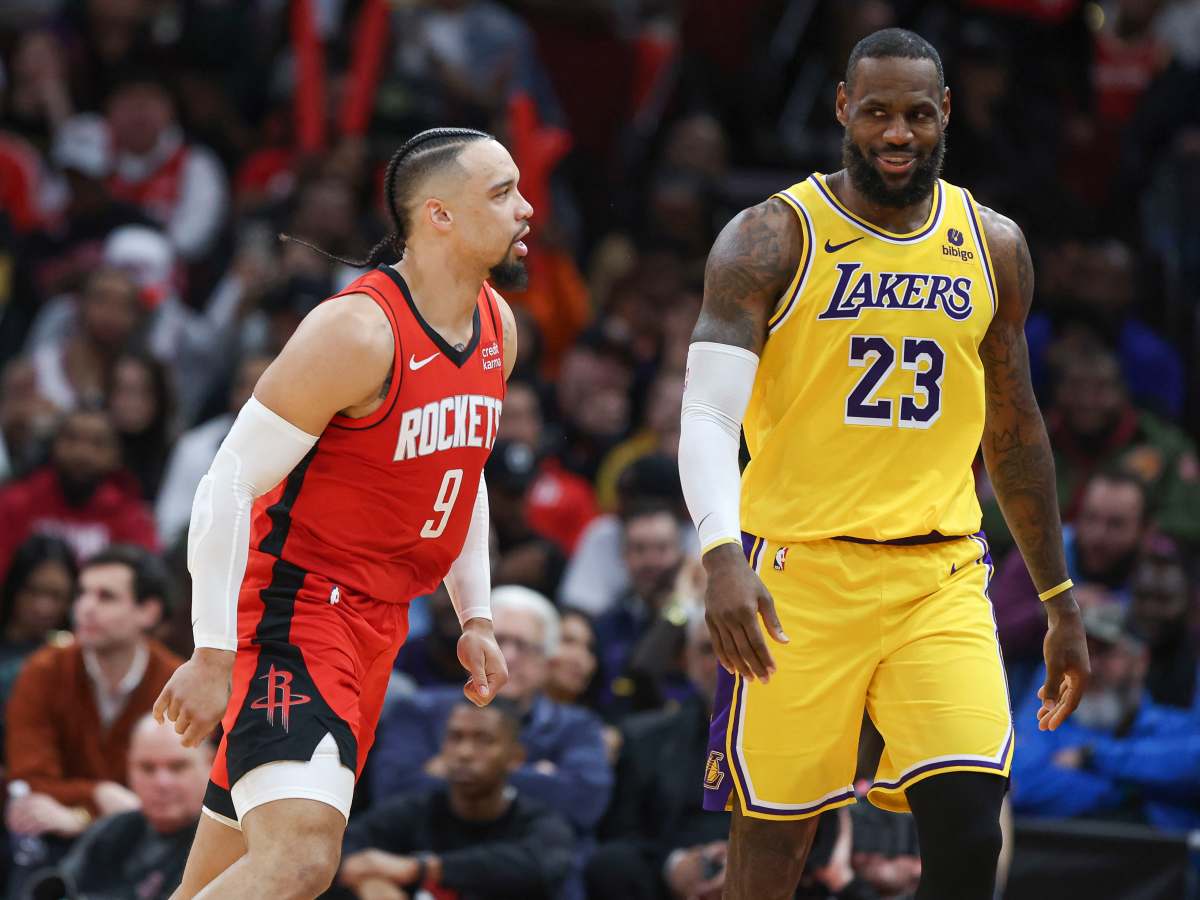 Los Angeles Lakers LeBron James Gets Physical with Houston Rockets Dillon Brooks in USA Win vs. Canada Athlon Sports